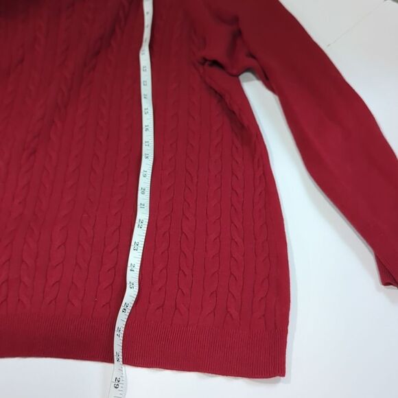 Talbots Sweater Womens 3X Red Cable Knit Crew Neck Cotton Blend - Picture 8 of 8